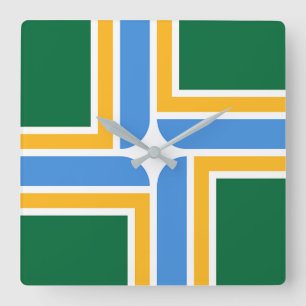 Relógio Quadrado Wall Clock com Bandeira de Portland, EUA