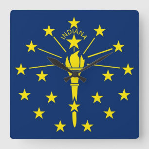 Relógio Quadrado Wall Clock com Flag de Indiana, EUA