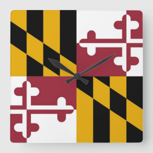 Relógio Quadrado Wall Clock com Flag de Maryland, EUA