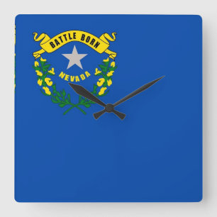 Relógio Quadrado Wall Clock com Flag de Nevada, EUA