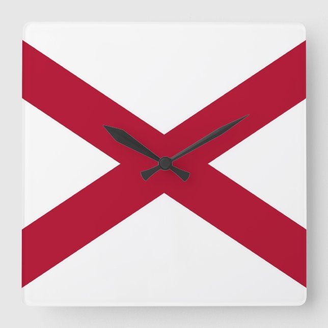 Relógio Quadrado Wall Clock com Flag do Alabama, EUA (Frente)
