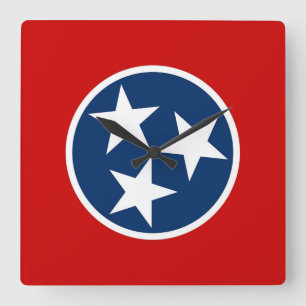 Relógio Quadrado Wall Clock com Flag do Tennessee, EUA