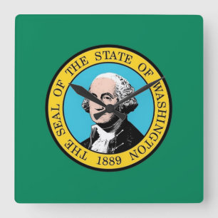 Relógio Quadrado Wall Clock com Flag of Washington State, EUA
