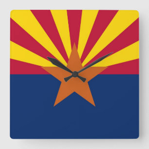 Relógio Quadrado Wall Clock com pavilhão do Estado da Arizona, EUA