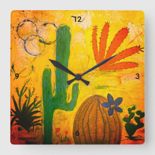 Relógio Quadrado Wall Clock Desert Art