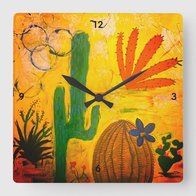 Relógio Quadrado Wall Clock Desert Art (Frente)