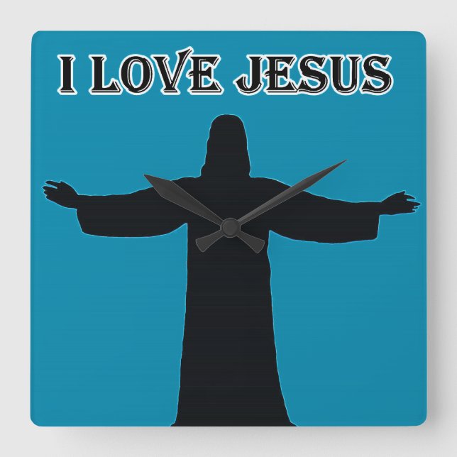 Relógio Quadrado Wall Clock  i love jesus (Frente)