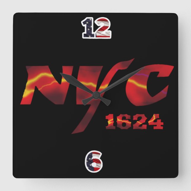 Relógio Quadrado Wall Clock NYC 1624 (Frente)