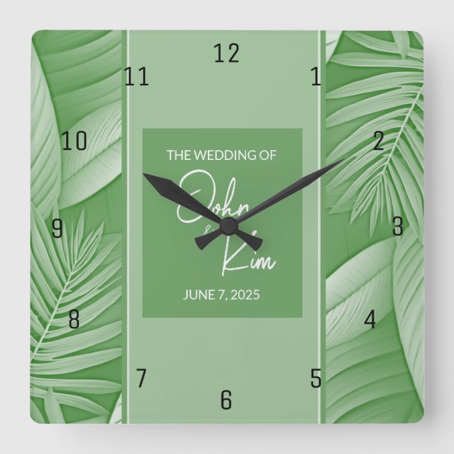 Relógio Quadrado Wall Clock Tropical Green (Frente)