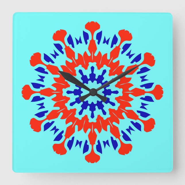 Relógio Quadrado Wall Clock, um elegante design clássico multicolor (Frente)