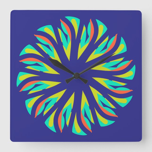 Relógio Quadrado Wall Clock, um elegante design clássico multicolor (Frente)