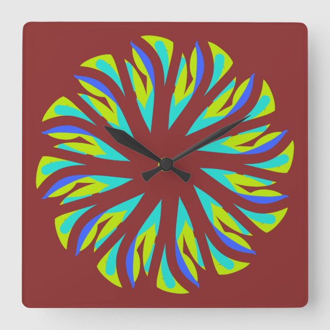 Relógio Quadrado Wall Clock, um elegante design clássico multicolor (Frente)