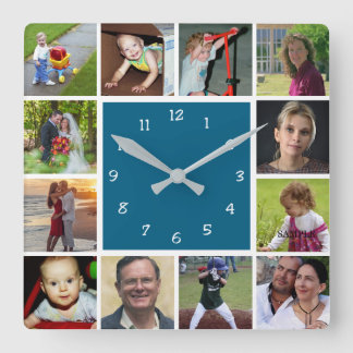 Relógio Quadrado Wall Clock with 12 personal photos