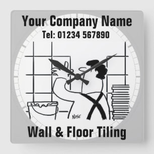 Relógio Quadrado Wall & Floor Tiling Business Wall Clock