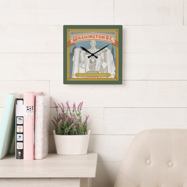 Relógio Quadrado Washington DC | Memorial Lincoln (Sala de leitura)