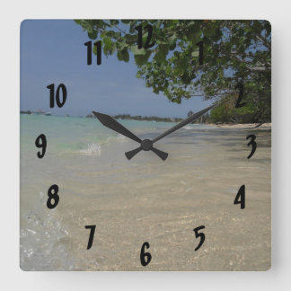 Relógio Quadrado Waves ao longo do Negril Beach Jamaica Wall Clock