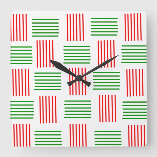 Relógio Quadrado Weave de Natal (Frente)