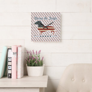 Relógio Quadrado Weenie The Pessoas Dachshund 4 De Julho