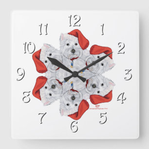 Relógio Quadrado Westie Snowflake