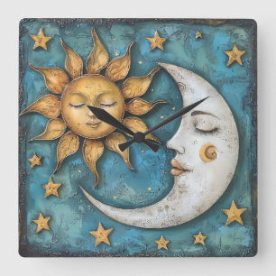 Relógio Quadrado Whimsical Celestial