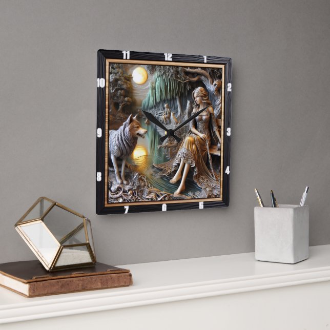 Relógio Quadrado Whispers Nativos: História Antiga das Pedras do Ri (Escritório)