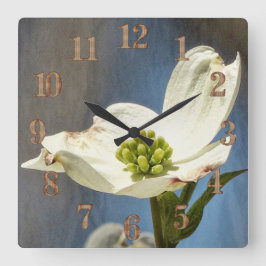 Relógio Quadrado White Dogwood Bloom