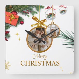 Relógio Quadrado White Modern Felry Natal 10,75" - acrílico