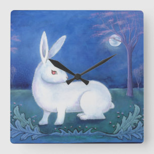 Relógio Quadrado "White Rabbit" Wall Clock