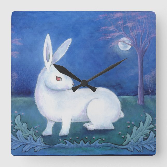 Relógio Quadrado "White Rabbit" Wall Clock (Frente)