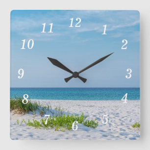 Relógio Quadrado White Sandy Beach Coastline Wall Clock