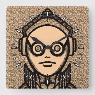 Relógio Quadrado White silhuette on black Desk Mat Square Wall Cloc