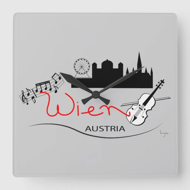 Relógio Quadrado Wien, Áustria - Österreich (Frente)