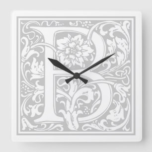 Relógio Quadrado William Morris Alphabet "B" Square Wall Clock