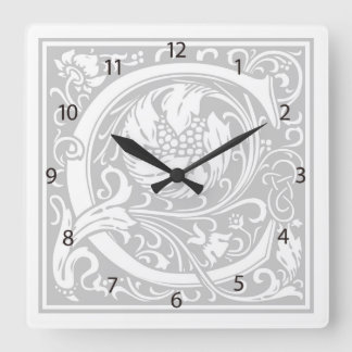 Relógio Quadrado William Morris Alphabet "C" Square Wall Clock