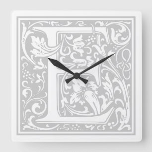 Relógio Quadrado William Morris Alphabet "E" Square Wall Clock