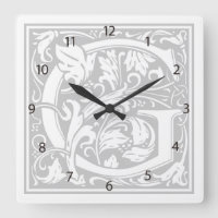 William Morris Alphabet "G" Square Wall Clock