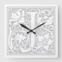 William Morris Alphabet "J" Square Wall Clock