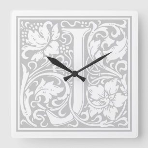 Relógio Quadrado William Morris Alphabet "J" Square Wall Clock