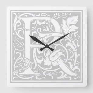Relógio Quadrado William Morris Alphabet "R" Square Wall Clock