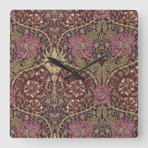 Relógio Quadrado William Morris, madressilva, floral. teste padrão