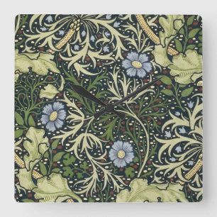 Relógio Quadrado William Morris Seaweed Pattern Floral Vintage Art
