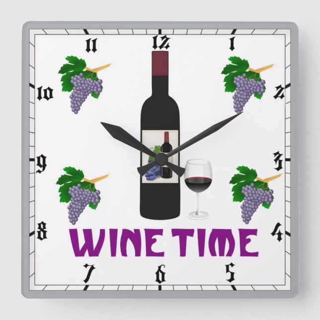 Relógio Quadrado Wine Wall Clock (Frente)