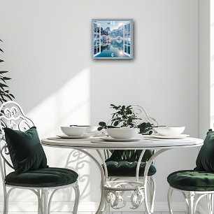 Relógio Quadrado Winter Lake Eagle Pescador Montanhas Snowy