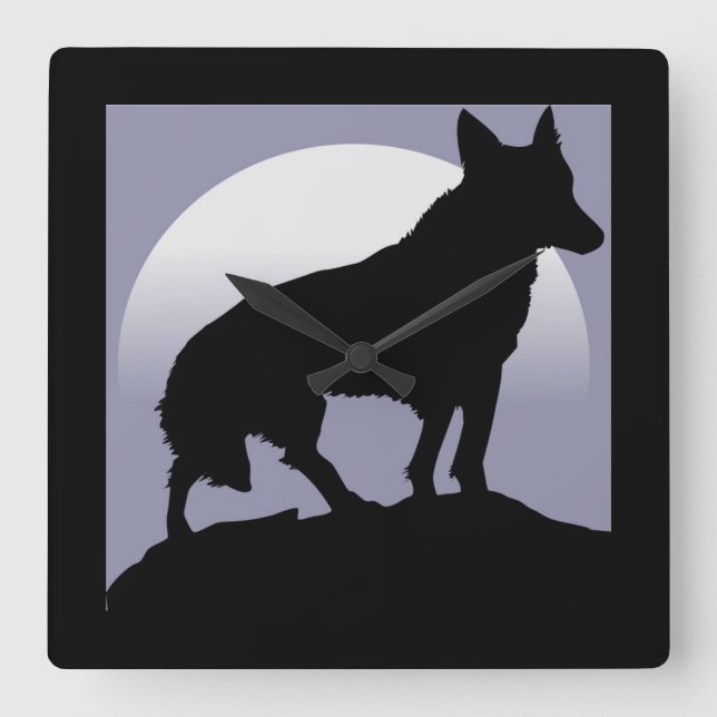 RELÓGIO QUADRADO WOLF SILHOUETTE (Frente)