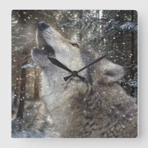 Relógio Quadrado Wolf Song - Pastel