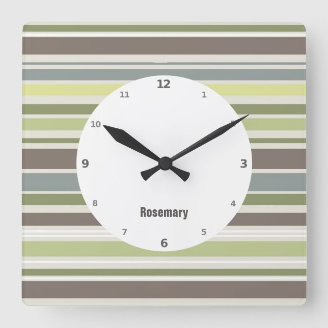 Relógio Quadrado Woodland Cores Nature Patterno Wall Clock (Frente)