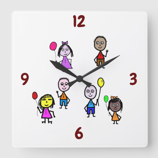 Relógio Quadrado World Kids Clock (Frente)