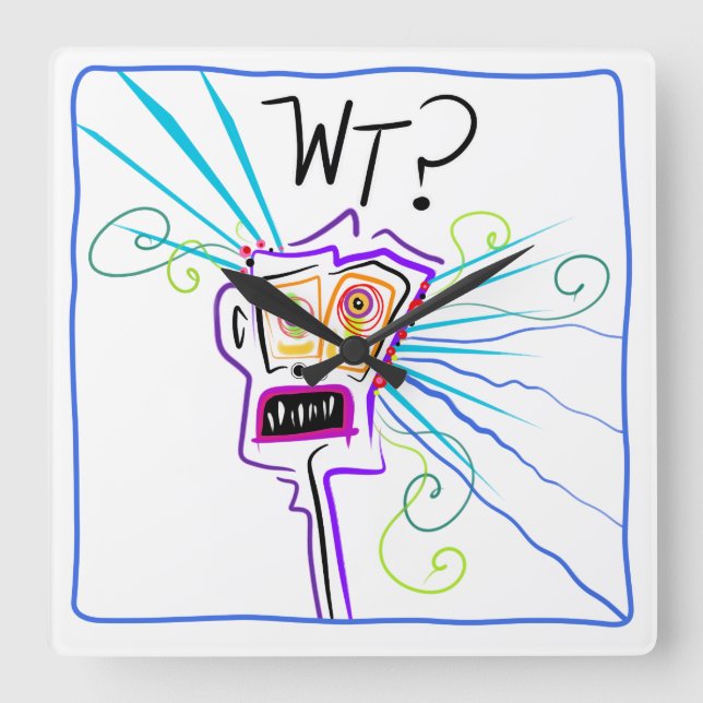 Relógio Quadrado WT? O QUE? EMOJI Meemogie (Frente)