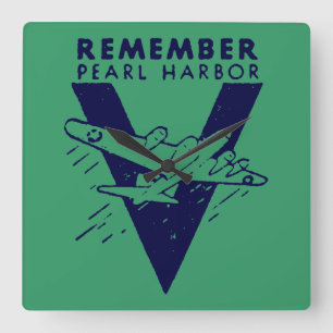 Relógio Quadrado WWII Blue Lembra Pearl Harbor