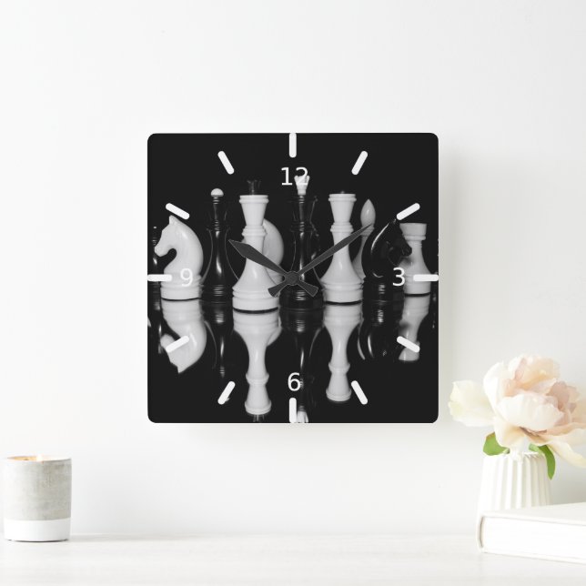 Relógio Quadrado Xadrez (Lar)
